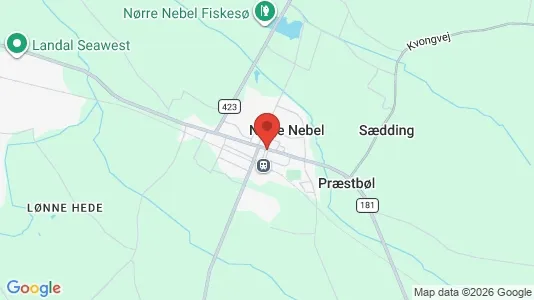 Butikslokaler til salg i Nørre Nebel - kort over placeringen