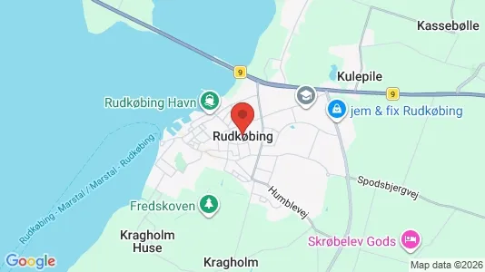 Hoteller til salg i Rudkøbing - kort over placeringen